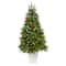 4.5ft. Pre-Lit Snow Tipped Portland Spruce Artificial Christmas Tree in White Metal Planter, Clear LED Lights